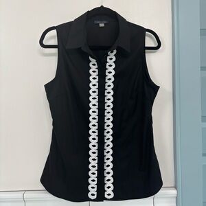 Tommy Hilfiger Sleeveless Button Blouse Shirt Cotton Collared Black Women’s M